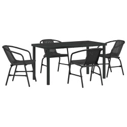 Ensemble de salle à manger pour jardin 5 pcs Noir 563689563689