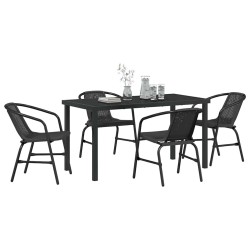 Ensemble de salle à manger pour jardin 5 pcs Noir 563689563689