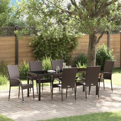 Ensemble de salle à manger pour jardin 7 pcs Marron 563691563691