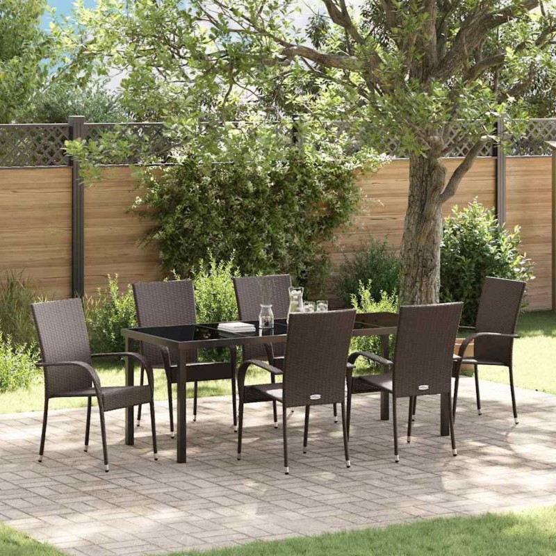 Ensemble de salle à manger pour jardin 7 pcs Marron 563691563691
