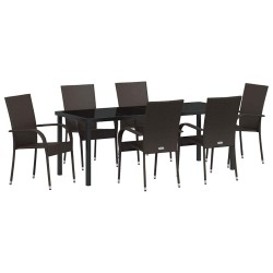 Ensemble de salle à manger pour jardin 7 pcs Marron 563691563691
