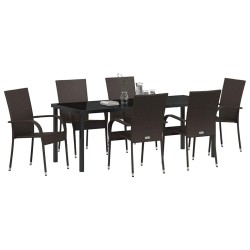 Ensemble de salle à manger pour jardin 7 pcs Marron 563691563691