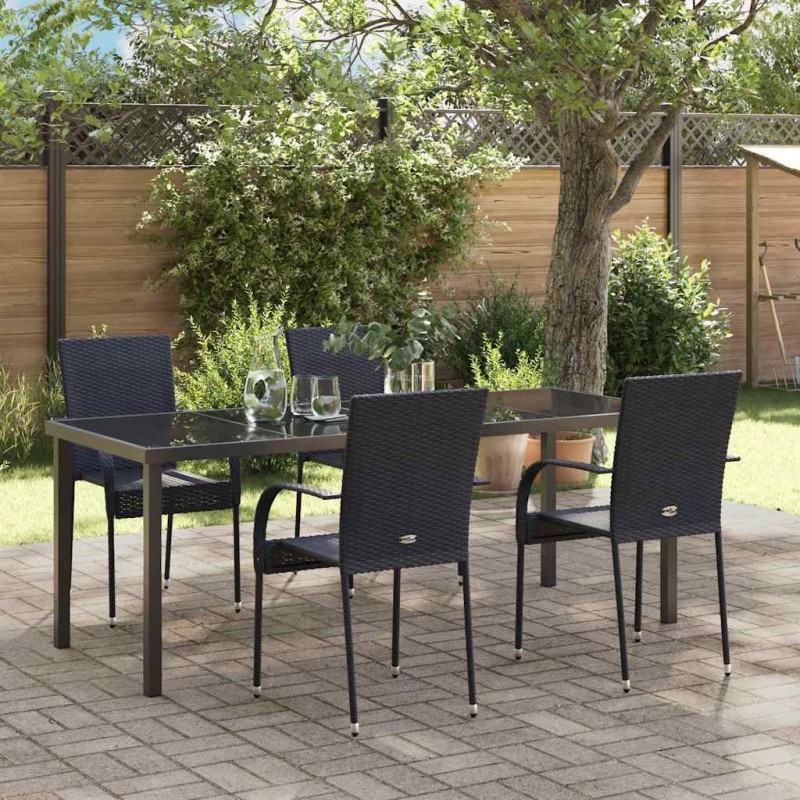 Ensemble de salle à manger pour jardin 5 pcs Noir 563693563693