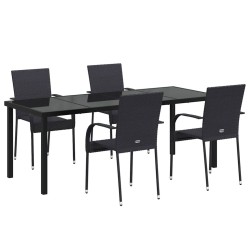 Ensemble de salle à manger pour jardin 5 pcs Noir 563693563693