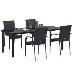 Ensemble de salle à manger pour jardin 5 pcs Noir 563693563693