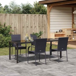 Ensemble de salle à manger pour jardin 5 pcs Noir 563693563693