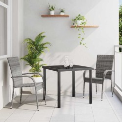 Ensemble de salle à manger pour jardin 3 pcs Gris 563694563694
