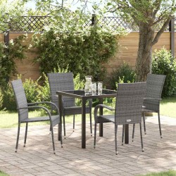 Ensemble de salle à manger pour jardin 5 pcs Gris 563695563695