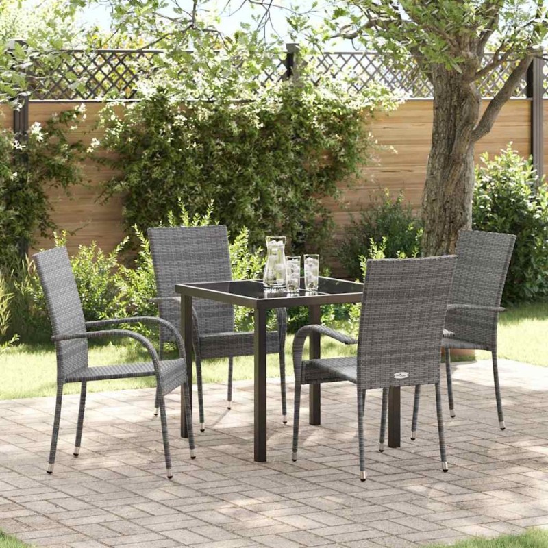 Ensemble de salle à manger pour jardin 5 pcs Gris 563695563695