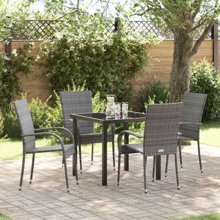Ensemble de salle à manger pour jardin 5 pcs Gris 563695563695