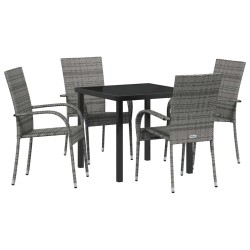 Ensemble de salle à manger pour jardin 5 pcs Gris 563695563695