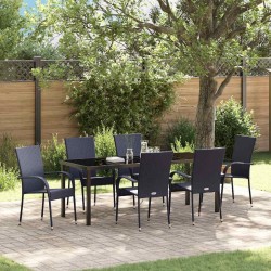 Ensemble de salle à manger pour jardin 7 pcs Noir 563696563696