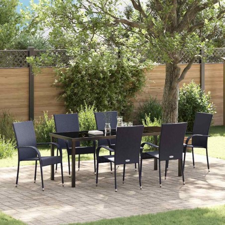 Ensemble de salle à manger pour jardin 7 pcs Noir 563696563696