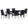 Ensemble de salle à manger pour jardin 7 pcs Noir 563696563696