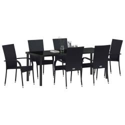 Ensemble de salle à manger pour jardin 7 pcs Noir 563696563696