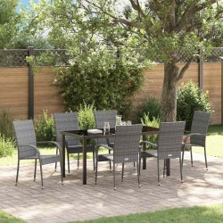 Ensemble de salle à manger pour jardin 7 pcs Gris 563697563697