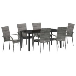 Ensemble de salle à manger pour jardin 7 pcs Gris 563697563697