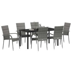Ensemble de salle à manger pour jardin 7 pcs Gris 563697563697