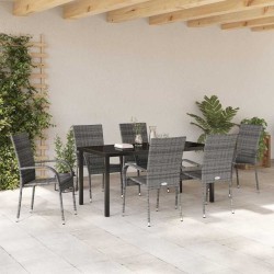 Ensemble de salle à manger pour jardin 7 pcs Gris 563697563697