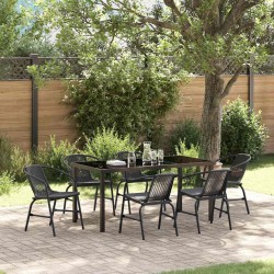 Ensemble de salle à manger pour jardin 7 pcs Noir 563698563698