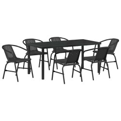 Ensemble de salle à manger pour jardin 7 pcs Noir 563698563698