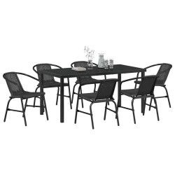 Ensemble de salle à manger pour jardin 7 pcs Noir 563698563698