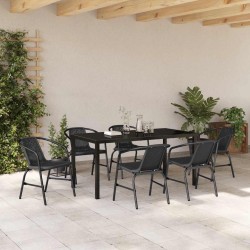 Ensemble de salle à manger pour jardin 7 pcs Noir 563698563698