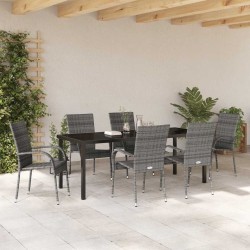 Ensemble de salle à manger pour jardin 7 pcs Gris 563699563699