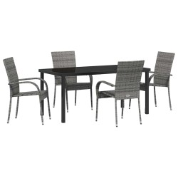 Ensemble de salle à manger pour jardin 5 pcs Gris 563700563700