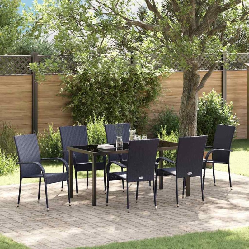 Ensemble de salle à manger pour jardin 7 pcs Noir 563701563701