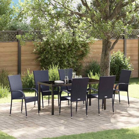 Ensemble de salle à manger pour jardin 7 pcs Noir 563701563701