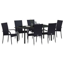 Ensemble de salle à manger pour jardin 7 pcs Noir 563701563701