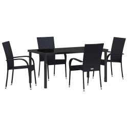 Ensemble de salle à manger pour jardin 5 pcs Noir 563702563702