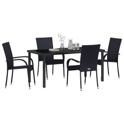 Ensemble de salle à manger pour jardin 5 pcs Noir 563702563702