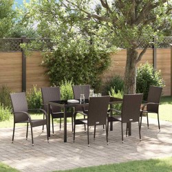 Ensemble de salle à manger pour jardin 7 pcs Marron 563703563703