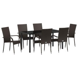 Ensemble de salle à manger pour jardin 7 pcs Marron 563703563703