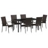 Ensemble de salle à manger pour jardin 7 pcs Marron 563703563703