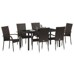 Ensemble de salle à manger pour jardin 7 pcs Marron 563703563703