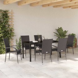 Ensemble de salle à manger pour jardin 7 pcs Marron 563703563703