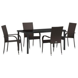 Ensemble de salle à manger pour jardin 5 pcs Marron 563704563704
