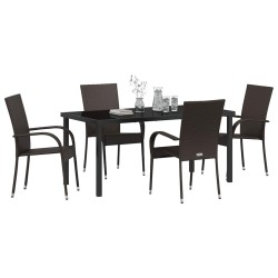 Ensemble de salle à manger pour jardin 5 pcs Marron 563704563704
