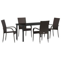 Ensemble de salle à manger pour jardin 5 pcs Marron 563705563705