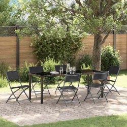 Ensemble de salle à manger pour jardin 7 pcs Noir 563706563706