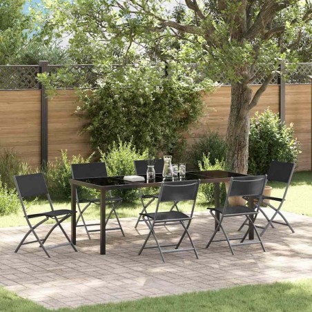 Ensemble de salle à manger pour jardin 7 pcs Noir 563706563706