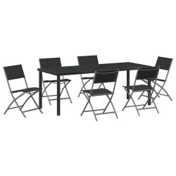 Ensemble de salle à manger pour jardin 7 pcs Noir 563706563706