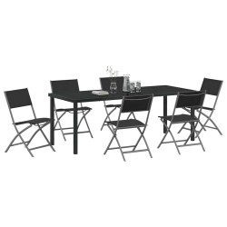 Ensemble de salle à manger pour jardin 7 pcs Noir 563706563706