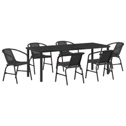 Ensemble de salle à manger pour jardin 7 pcs Noir 563709563709