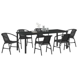 Ensemble de salle à manger pour jardin 7 pcs Noir 563709563709