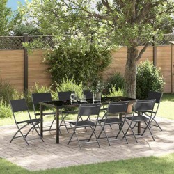 Ensemble de salle à manger pour jardin 9 pcs Noir 563711563711