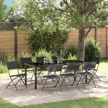 Ensemble de salle à manger pour jardin 9 pcs Noir 563711563711